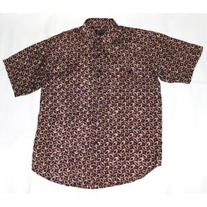 Bogari Mens Short Sleeve‎ Button Front 100% Silk Shirt Size Medium